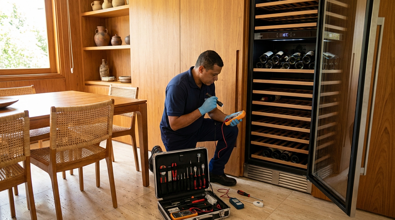 Substituição do termostato de uma adega climatizada em Belo Horizonte‑MG